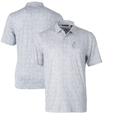 Men's Cutter & Buck Gray Houston Oilers Throwback Logo Pike Constellation Stretch Polo