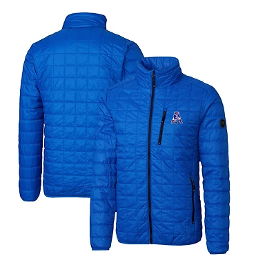 Men's Cutter & Buck Royal New England Patriots Throwback Logo Rainier PrimaLoft Eco Insulated Full-Zip Puffer Jacket