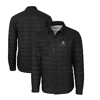 Men's Cutter & Buck Black Cleveland Browns Throwback Logo Rainier PrimaLoft Eco Insulated Quilted Button-Up Shacket