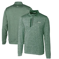 Men's Cutter & Buck Green New York Jets Stealth Heathered Throwback Logo Quarter-Zip Pullover Top