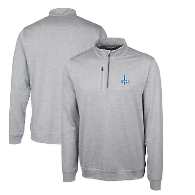 Men's Cutter & Buck Gray Detroit Lions Stealth Heathered Throwback Logo Quarter-Zip Pullover Top