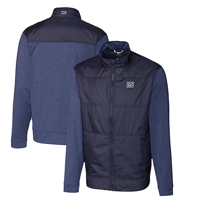 Men's Cutter & Buck Navy New York Giants Throwback Logo Stealth Hybrid Quilted Full-Zip Windbreaker Jacket