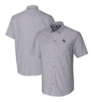 Men's Cutter & Buck Charcoal Indianapolis Colts Throwback Logo Stretch Oxford Button-Down Short Sleeve Shirt