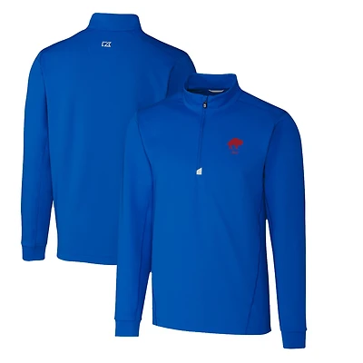 Men's Cutter & Buck Royal Buffalo Bills Throwback Logo Traverse Stretch Quarter-Zip Pullover Top