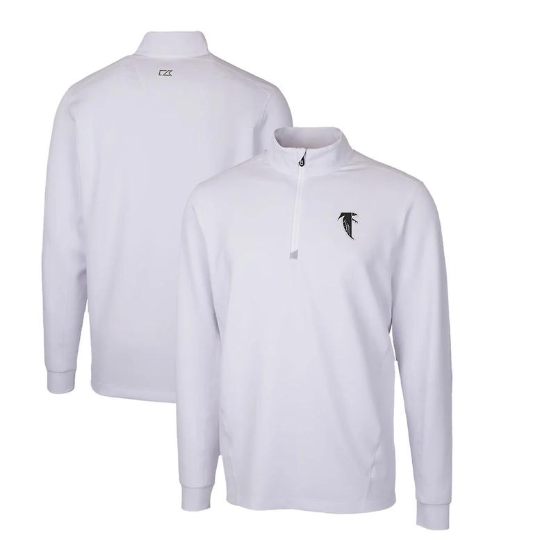 Men's Cutter & Buck White Atlanta Falcons Throwback Logo Traverse Stretch Quarter-Zip Pullover Top