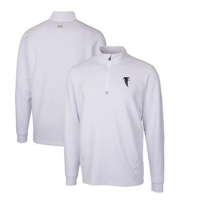 Men's Cutter & Buck White Atlanta Falcons Throwback Logo Traverse Stretch Quarter-Zip Pullover Top