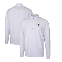 Men's Cutter & Buck White Atlanta Falcons Throwback Logo Traverse Stretch Quarter-Zip Pullover Top