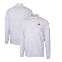 Men's Cutter & Buck White New York Giants Throwback Logo Traverse Stretch Quarter-Zip Pullover Top