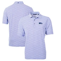 Men's Cutter & Buck Blue Seattle Seahawks Throwback Logo Virtue Eco-Pique Botanical Recycled Polo