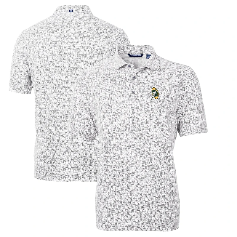 Men's Cutter & Buck Gray Green Bay Packers Throwback Logo Virtue Eco-Pique Botanical Recycled Polo