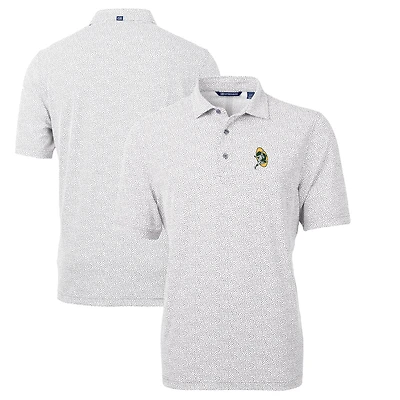 Men's Cutter & Buck Gray Green Bay Packers Throwback Logo Virtue Eco-Pique Botanical Recycled Polo