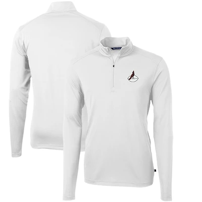 Men's Cutter & Buck White Arizona Cardinals Throwback Logo Virtue Eco Pique Recycled Quarter-Zip Pullover Top
