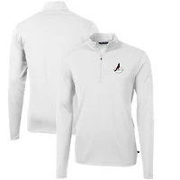 Men's Cutter & Buck White Arizona Cardinals Throwback Logo Virtue Eco Pique Recycled Quarter-Zip Pullover Top