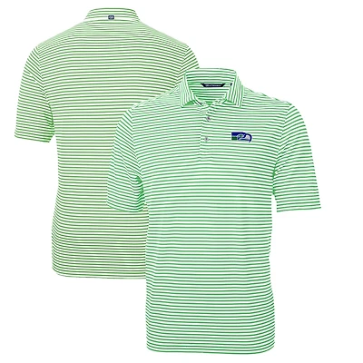 Men's Cutter & Buck Kelly Green Seattle Seahawks Throwback Logo Virtue Eco Pique Stripe Recycled Polo