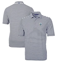 Men's Cutter & Buck Navy Los Angeles Chargers Throwback Logo Virtue Eco Pique Stripe Recycled Polo