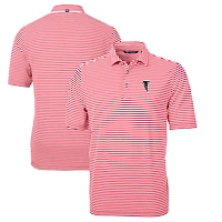 Men's Cutter & Buck Red Atlanta Falcons Throwback Logo Virtue Eco Pique Stripe Recycled Polo