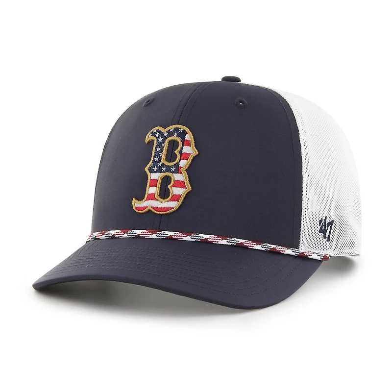 Boston Red Sox '47 Primary Team Logo American Flag Fill Trucker Snapback Hat - Blue