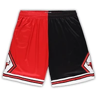 Men's Mitchell & Ness Red/Black Chicago Bulls Big & Tall Hardwood Classics Split Swingman Shorts