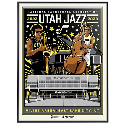 Phenom Gallery Utah Jazz 18" x 24" Uniform Band Concept Serigraph Print Deluxe Frame