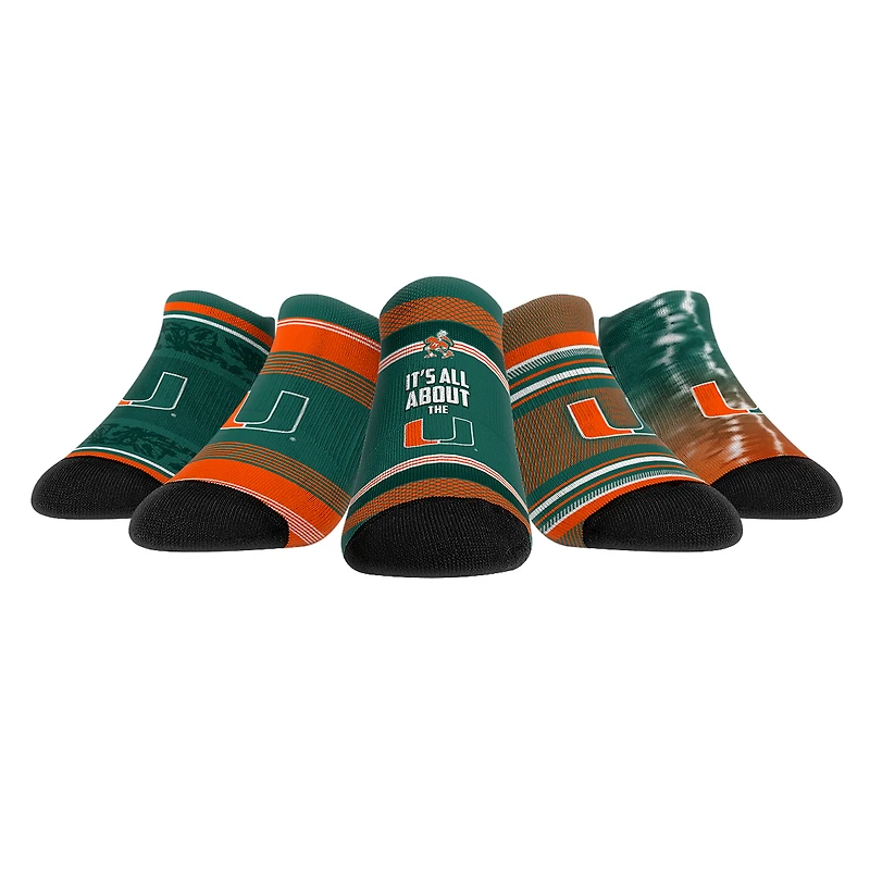 Unisex Rock Em Socks Miami Hurricanes Super Fan Five-Pack Low-Cut Socks Set