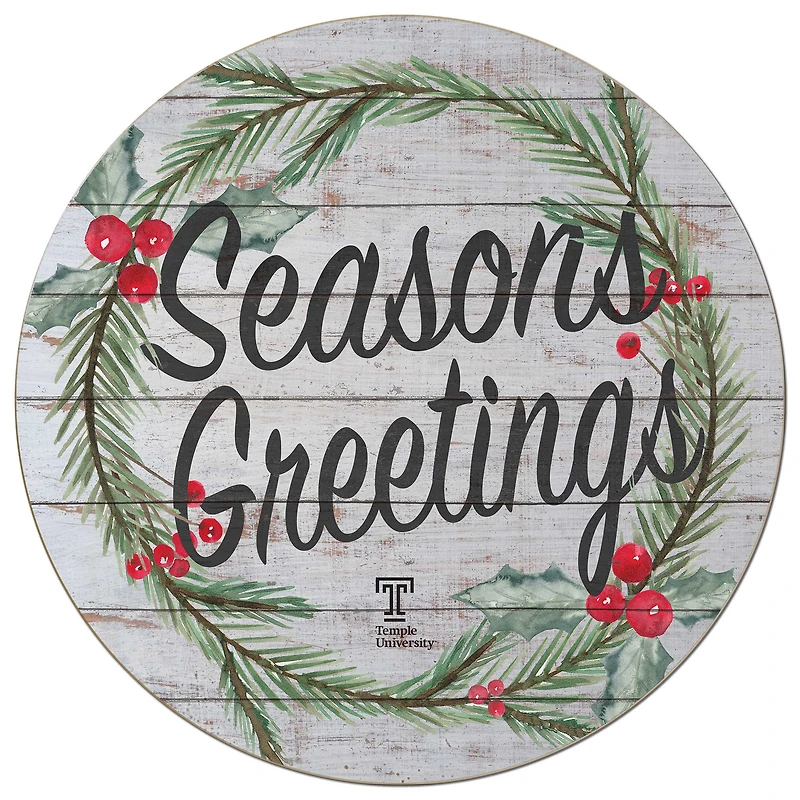 Temple Owls 20'' x 20'' Season's Greetings Circle