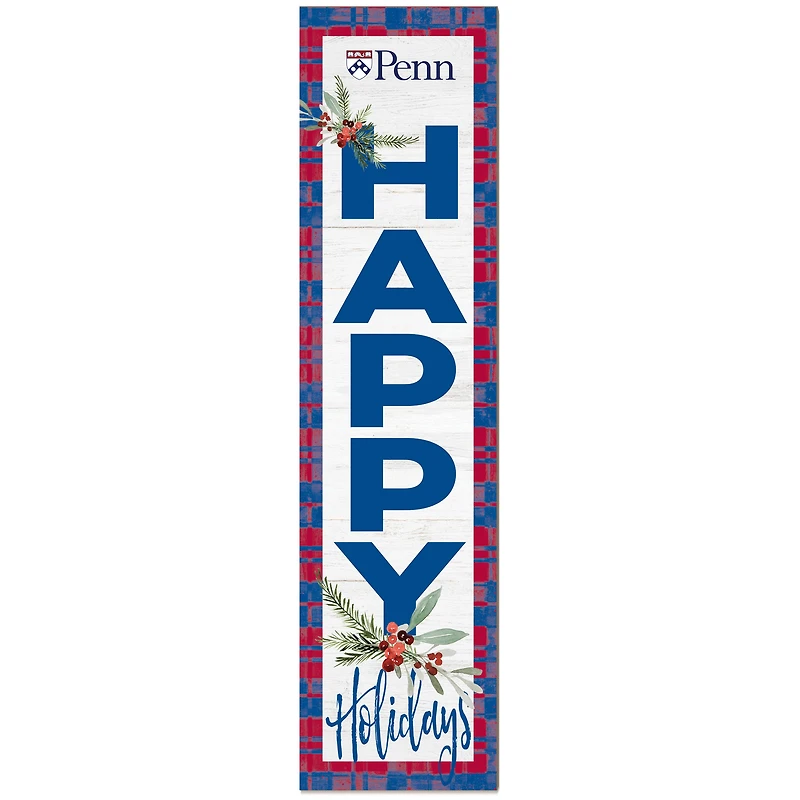 Pennsylvania Quakers 12'' x 48'' Happy Holidays Outdoor Leaner