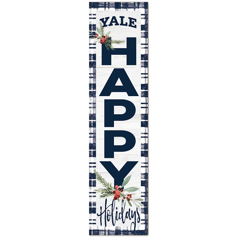 Yale Bulldogs 12'' x 48'' Happy Holidays Outdoor Leaner
