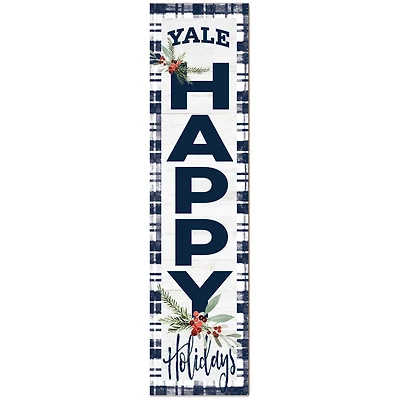 Yale Bulldogs 12'' x 48'' Happy Holidays Outdoor Leaner