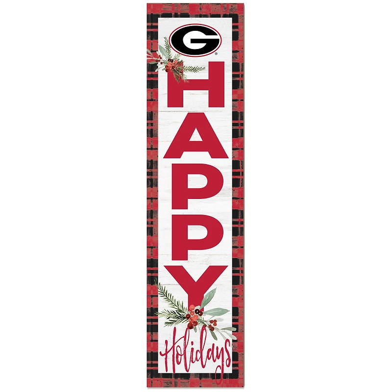 Georgia Bulldogs 12'' x 48'' Happy Holidays Outdoor Leaner