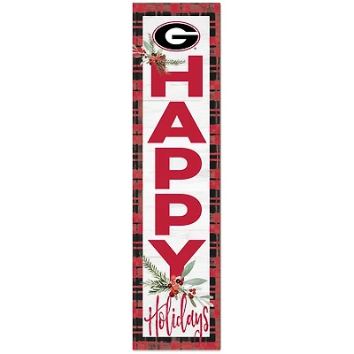 Georgia Bulldogs 12'' x 48'' Happy Holidays Outdoor Leaner