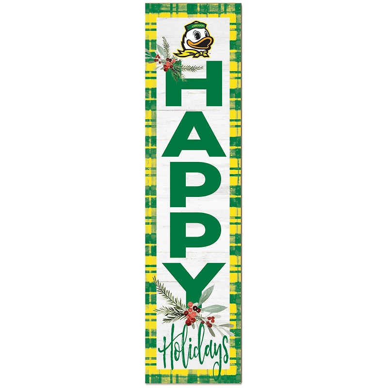Oregon Ducks 12'' x 48'' Happy Holidays Outdoor Leaner