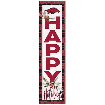 Arkansas Razorbacks 12'' x 48'' Happy Holidays Outdoor Leaner