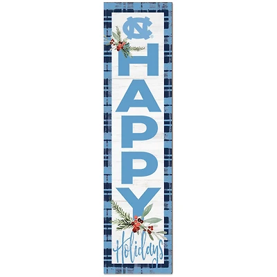 North Carolina Tar Heels 12'' x 48'' Happy Holidays Outdoor Leaner