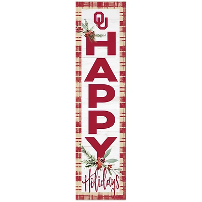 Oklahoma Sooners 12'' x 48'' Happy Holidays Outdoor Leaner