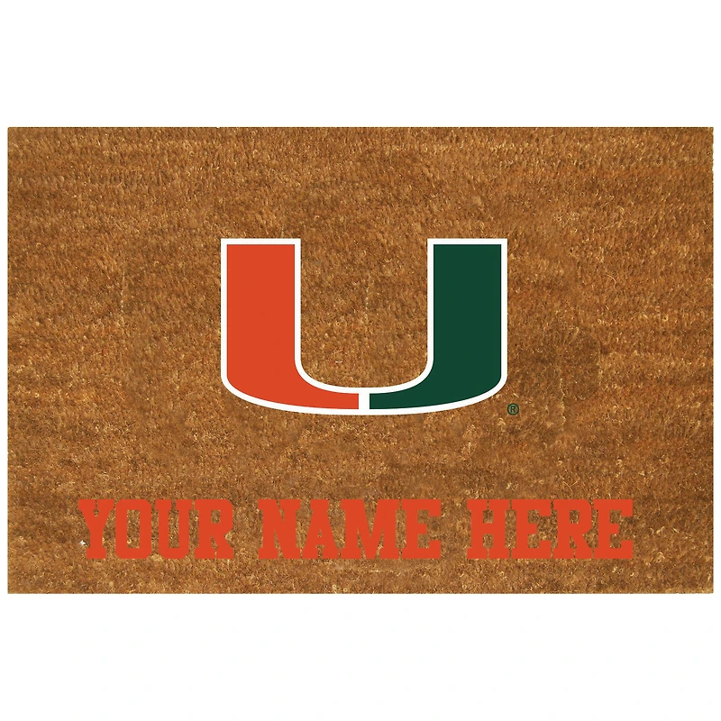 Miami Hurricanes 23'' x 35'' Personalized Door Mat