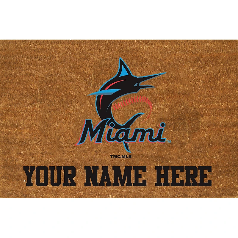 Miami Marlins 23'' x 35'' Personalized Door Mat