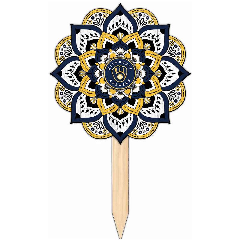 Milwaukee Brewers 18'' x 12'' Mandala Yard Stake