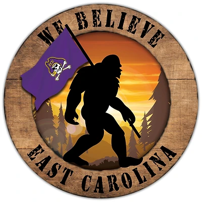 ECU Pirates 12'' We Believe Bigfoot Circle Sign