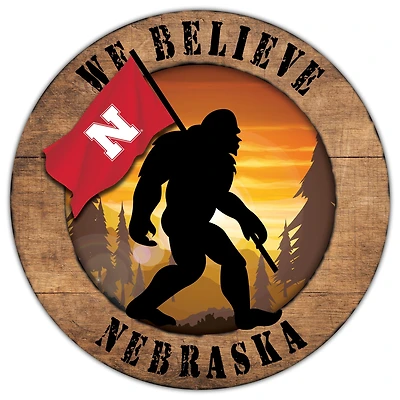 Nebraska Huskers 12'' We Believe Bigfoot Circle Sign