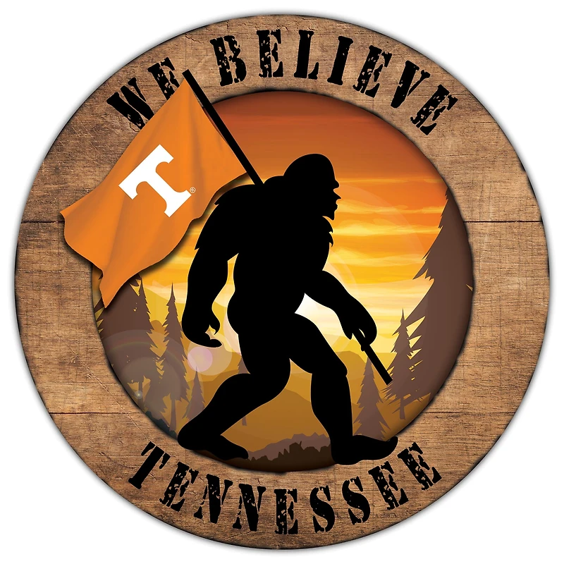 Tennessee Volunteers 12'' We Believe Bigfoot Circle Sign