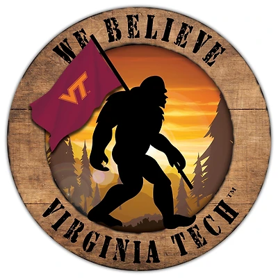 Virginia Tech Hokies 12'' We Believe Bigfoot Circle Sign