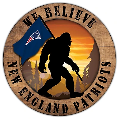 New England Patriots 12'' We Believe Bigfoot Circle Sign