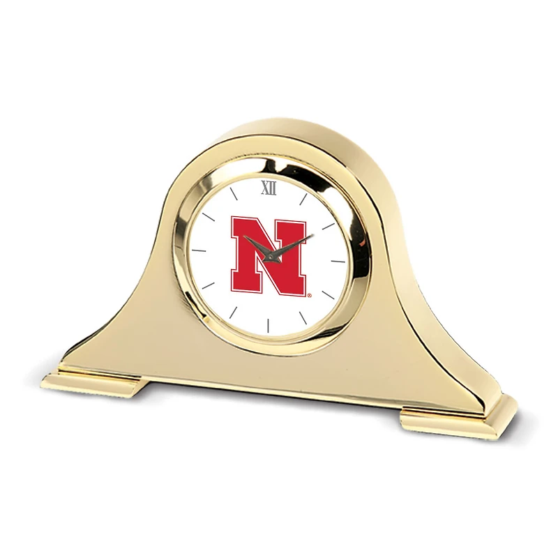 Gold Nebraska Huskers Team Napoleon Desk Clock