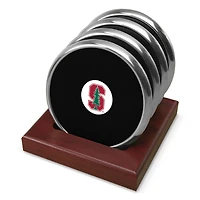 Silver Stanford Cardinal Four-Piece Coaster Set