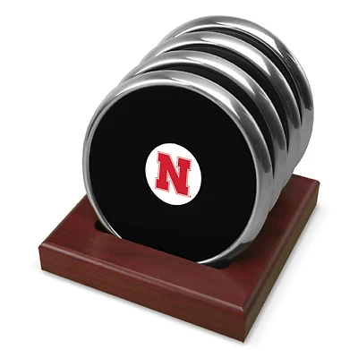 Silver Nebraska Huskers Four-Piece Coaster Set