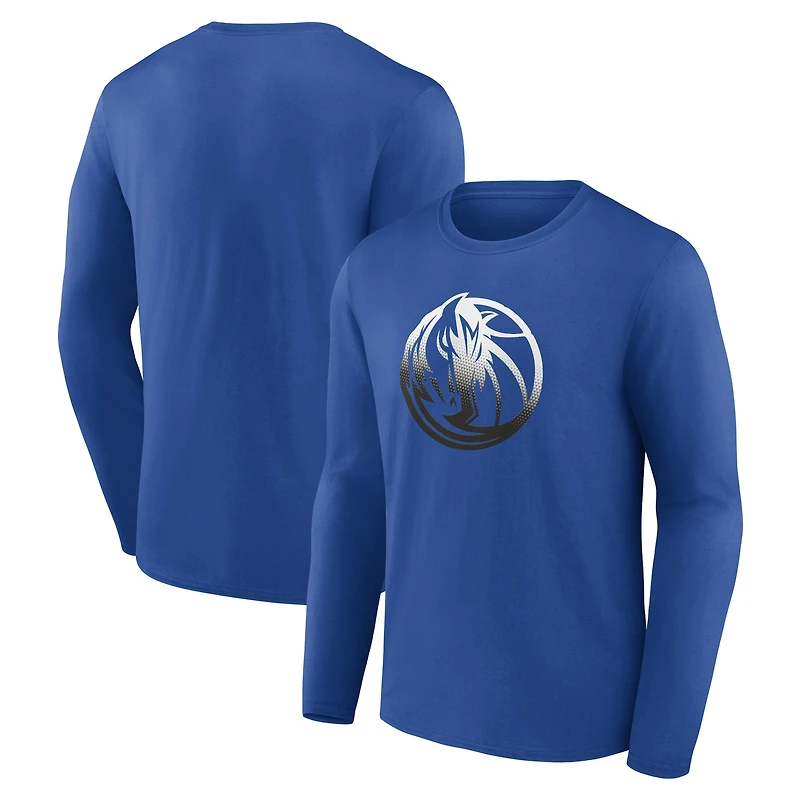 Men's Blue Dallas Mavericks Gradient Logo Long Sleeve T-Shirt