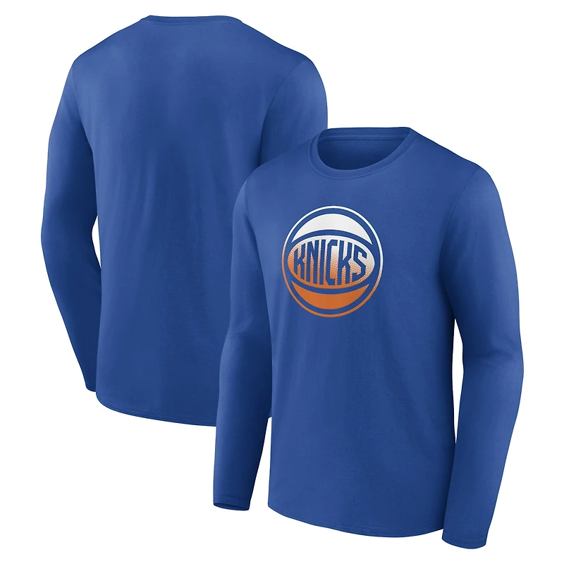 Men's Blue New York Knicks Gradient Logo Long Sleeve T-Shirt