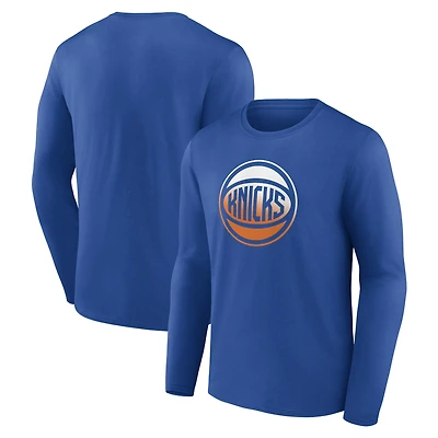 Men's Blue New York Knicks Gradient Logo Long Sleeve T-Shirt