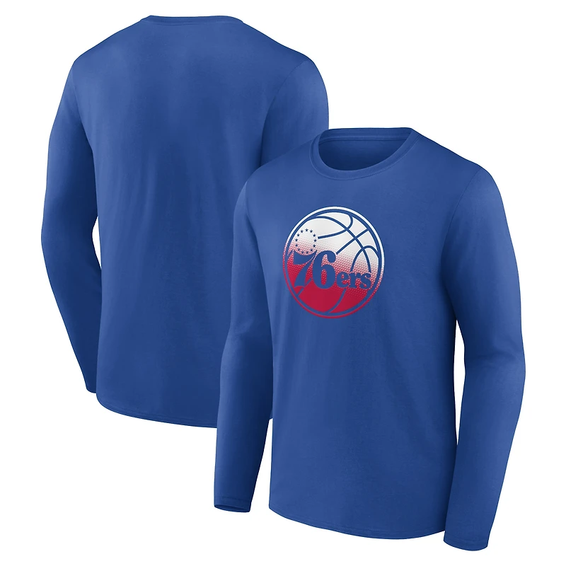 Men's Royal Philadelphia 76ers Gradient Logo Long Sleeve T-Shirt