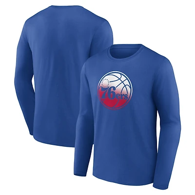 Men's Royal Philadelphia 76ers Gradient Logo Long Sleeve T-Shirt